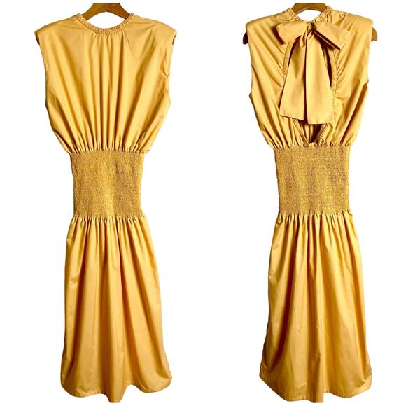 Efrain Mogollon Ana Luisa Cotton Midi Yellow Dress // Size 8 Medium - Picture 2 of 7